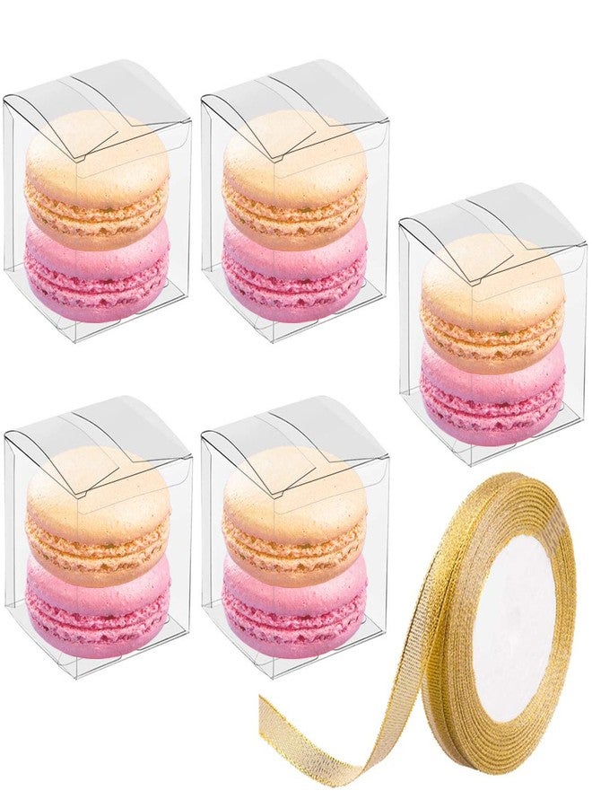 JOERSH 2x2x2 Inches Clear Boxes for Favors with Gift Ribbons, 60 PCS Mini Transparent Cube Wedding Baby Shower Birthday Party Favor Boxes, Small Gifts Display Individual Macaron Box - Image 1